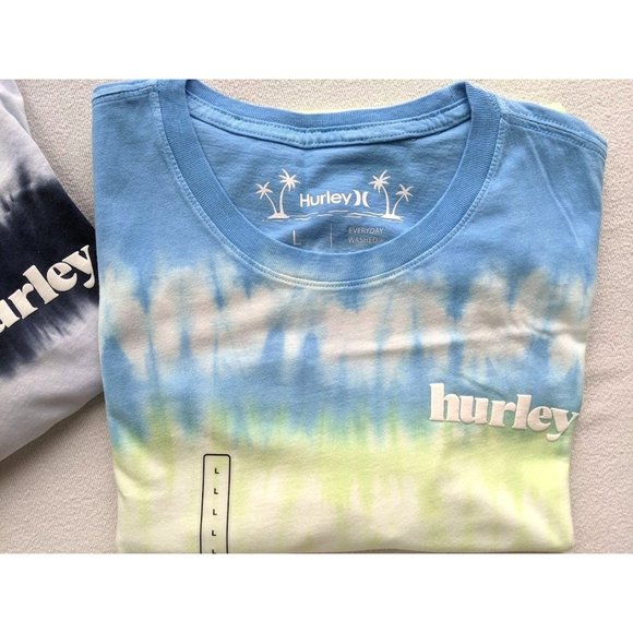 2 Lot Men's Hurley Everyday Washed T-Shirt Size Large Tie Dye Blue Green NEW - Picture 3 of 7